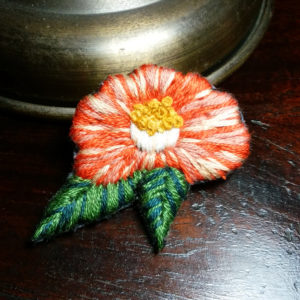 embroidery　椿　手刺繍　camellia