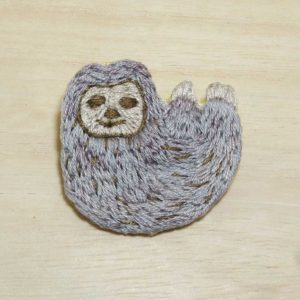 embroidery　ナマケモノ　手刺繍　sloth
